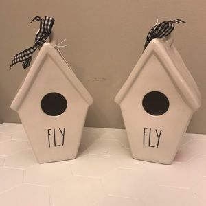 Rae Dunn Fly Birdhouse with Checkers Ribbons